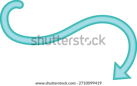 A smooth turquoise wavy downward arrow illustrating direction, movement, and flow—ideal for infographics, tutorials, presentations, creative layouts, and digital design projects.
