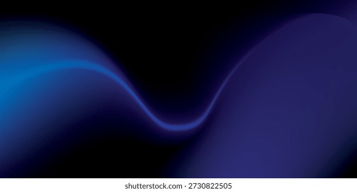 Una onda suave y ondulante de luz azul contra un fondo negro profundo, creando una sensación de movimiento y profundidad.