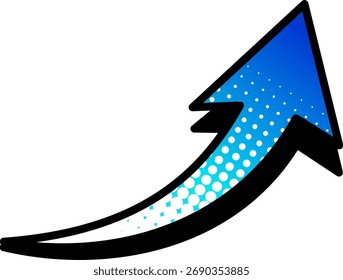 Smooth upward arrow, white dot tone and blue and light blue gradient version.