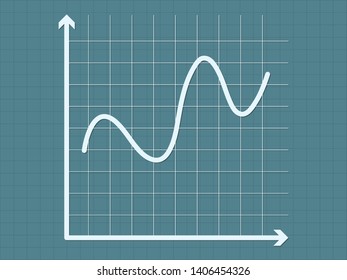 Smooth upward curve line on blue graph paper vector illustration for business and education