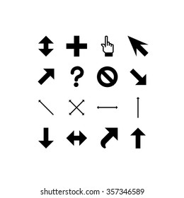 smooth vector black cursors icons on white background