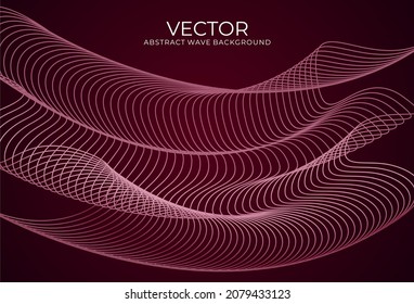 Glatte, vektorgeschwungene, weiße abstrakte Linien mit Maronhintergrund für Design-Elemente.