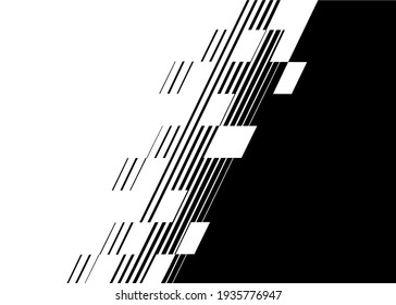 Smooth vector transition from black to white with abstract pixels. Trendy vector background for transition from one image to another