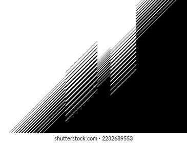 Smooth vector transition from black to white. Abstract broken stripes. For wall design, interior, polygraphy, clothing, web.Striped pattern, Trendy vector background. svg
