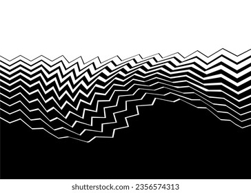 Smooth vector transition from black to white. Abstract wave. Trendy vector background