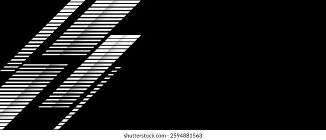 Smooth vector transition from black to white. Abstract broken stripes. For wall design, interior, polygraph, clothing, web. Striped pattern, Trendy vector. eps 10