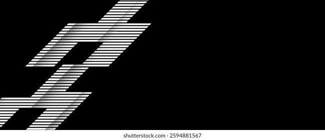 Smooth vector transition from black to white with straight broken lines. Modern vector background for transition from one image to another