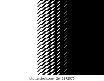 Smooth Vector transition from black to white with broken lines. Modern design element, Divided vector background. Pattern