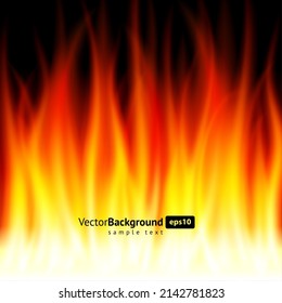 Smooth vertical burning fire blaze heat flammable light energy decorative background realistic vector illustration. Blazing fuel orange wildfire bright fireplace illumination glow backdrop