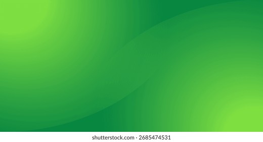 Smooth and vibrant abstract background, gradients from bright lime green to deep emerald green. Delicate, flowing curves and shapes. Modern design, perfect for nature or technology themes.