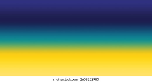 Um gradiente suave e vibrante em transição do azul marinho profundo através de azul escuro para um amarelo brilhante e quente, assemelhando-se a um nascer ou pôr do sol costeiro.