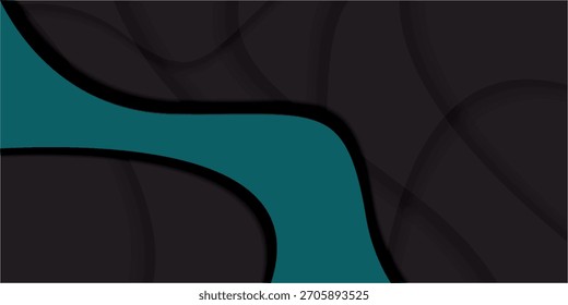 Onda abstrata azul-petróleo suave e vibrante fluindo através de um fundo de carvão escuro com padrões de linhas geométricas sutis e intrincados, criando profundidade.