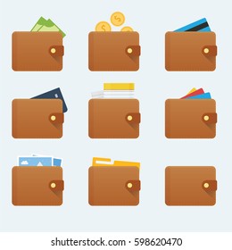 Smooth wallet icon with different stuff inside