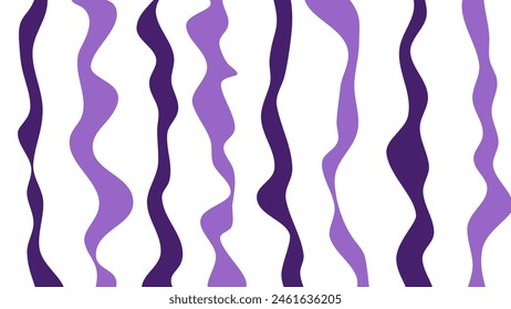 Smooth Water Flow Ripple Lines purple and dark purple color. Twisted and distorted texture in trendy retro psychedelic style. Groovy hippie minimalist backgrounds. Waves, swirl, twirl pattern
