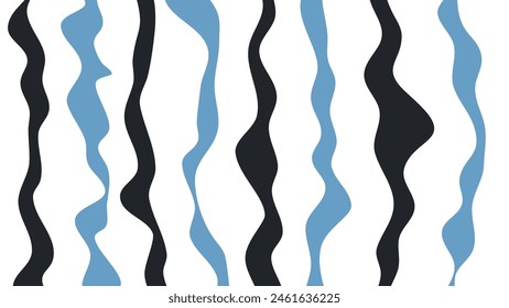 Smooth Water Flow Ripple Lines light blue and dark blue color. Twisted and distorted texture in trendy retro psychedelic style. Groovy hippie minimalist backgrounds. Waves, swirl, twirl pattern
