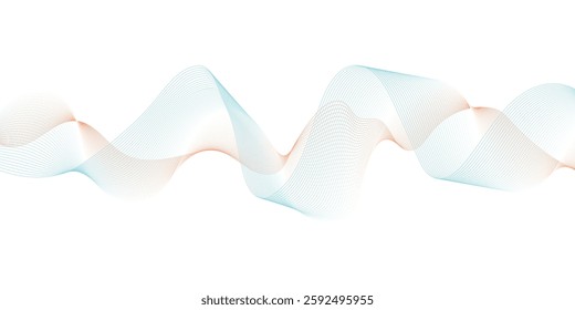 Smooth wave abstract vector background with shadow. background image with dynamic curves. Abstract blue futuristic blend waves lines technology background and sound wave lines on white background.
