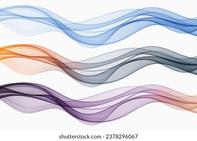 Smooth wave flow. Color wave. Set of abstract design elements.