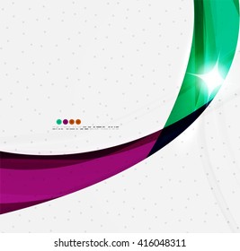 Smooth wave line abstract background - color curve stripes and lines in motion concept and with light and shadow effects. Presentation banner and business card message design template