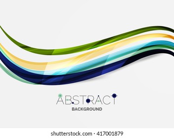 Smooth wave line abstract background - color curve stripes and lines in motion concept and with light and shadow effects. Presentation banner and business card message design template