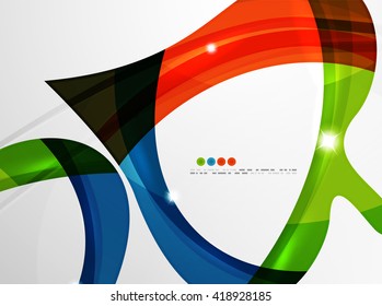 Smooth wave line abstract background - color curve stripes and lines in motion concept and with light and shadow effects. Presentation banner and business card message design template