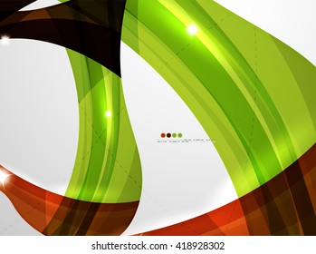 Smooth wave line abstract background - color curve stripes and lines in motion concept and with light and shadow effects. Presentation banner and business card message design template