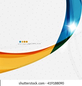 Smooth wave line abstract background - color curve stripes and lines in motion concept and with light and shadow effects. Presentation banner and business card message design template