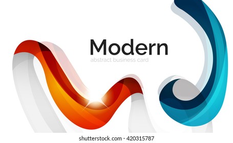 Smooth wave line abstract background - color curve stripes and lines in motion concept and with light and shadow effects. Presentation banner and business card message design template