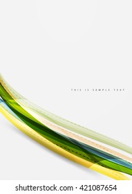 Smooth wave line abstract background - color curve stripes and lines in motion concept and with light and shadow effects. Presentation banner and business card message design template