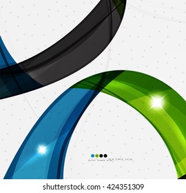 Smooth wave line abstract background - color curve stripes and lines in motion concept and with light and shadow effects. Presentation banner and business card message design template