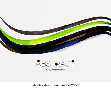 Fondo abstracto de la línea de onda suave - franjas de curva de color y líneas en el concepto de movimiento y con efectos de luz y sombra. Banner de presentación y plantilla de diseño de mensajes de tarjeta de visita