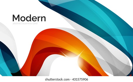 Smooth wave line abstract background - color curve stripes and lines in motion concept and with light and shadow effects. Presentation banner and business card message design template