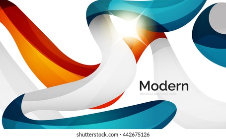 Smooth wave line abstract background - color curve stripes and lines in motion concept and with light and shadow effects. Presentation banner and business card message design template