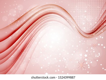 Smooth wave lines abstract background, bright colored curved stripes and lines, lens flare, stars. Motion concept. Trendy colorful pattern. Vector illustration