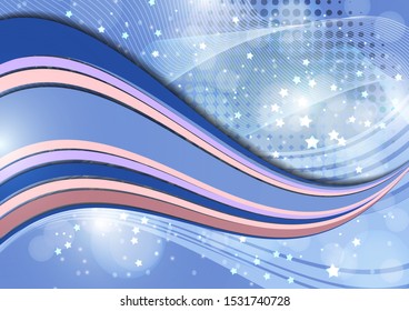 Smooth wave lines abstract background - colored curved stripes and lines in a motion concept and with light and shadow effects. Magic concept background with bokeh effect. Vector illustration