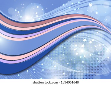 Smooth wave lines abstract background - colored curved stripes and lines in a motion concept and with light and shadow effects. Magic concept background with bokeh effect. Vector illustration