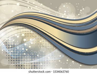 Smooth wave lines abstract background - colored curved stripes and lines in a motion concept and with light and shadow effects. Magic concept background with bokeh effect. Vector illustration