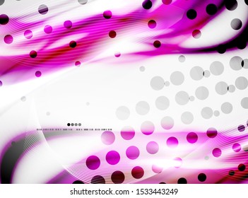 Smooth wave lines background with dotted texture, business or hi-tech template. Vector design