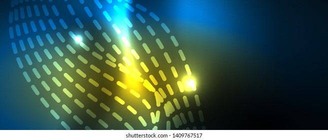 Líneas de onda suaves sobre fondo de luz de neón azul. Ola abstracta brillante en movimiento oscuro y brillante, luz espacial mágica. Fondo abstracto vectorial techno, color azul