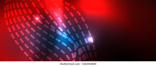 Smooth wave lines on blue neon color light background. Glowing abstract wave on dark, shiny motion, magic space light. Vector techno abstract background, blue color