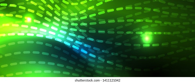 Líneas de onda suaves sobre fondo de luz de neón azul. Ola abstracta brillante en movimiento oscuro y brillante, luz espacial mágica. Fondo abstracto vectorial techno, color azul