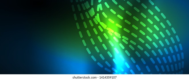 Smooth wave lines on blue neon color light background. Glowing abstract wave on dark, shiny motion, magic space light. Vector techno abstract background, blue color