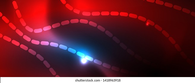 Líneas de onda suaves sobre fondo de luz de neón azul. Ola abstracta brillante en movimiento oscuro y brillante, luz espacial mágica. Fondo abstracto vectorial techno, color azul