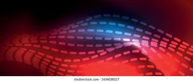 Líneas de onda suaves sobre fondo de luz de neón azul. Ola abstracta brillante en movimiento oscuro y brillante, luz espacial mágica. Fondo abstracto vectorial techno, color azul