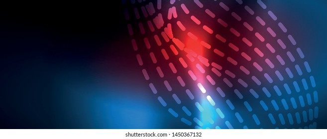 Glatte Wellenlinien auf blauem neonfarbigem hellen Hintergrund. Glühende abstrakte Welle auf dunkler, glänzender Bewegung, zauberhaftes Raumlicht. Abstrakter Vektor-Techno-Hintergrund, blaue Farbe
