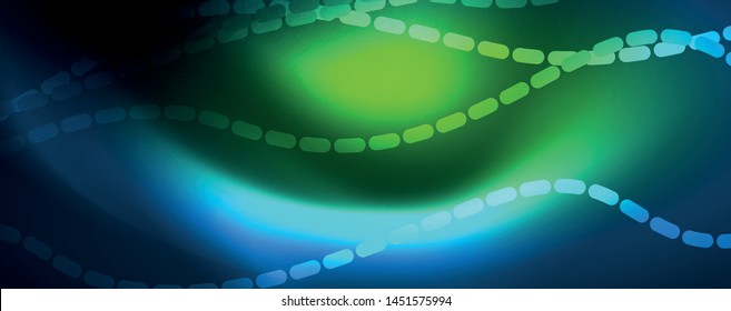 Smooth wave lines on blue neon color light background. Glowing abstract wave on dark, shiny motion, magic space light. Vector techno abstract background, blue color
