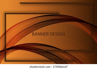 
Diseño vectorial de ondas suaves, estilo de líneas doradas sobre fondo abstracto. Plantilla de folleto, cartel.
