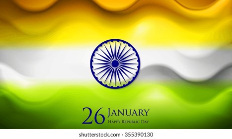 Fondo de ondas suaves. Colores de la India. Diseño vectorial del Día de la República 26 de enero