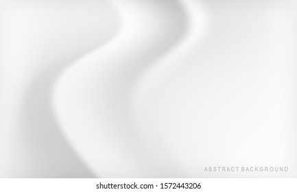 Smooth waves elegant white silk or satin cloth texture background. Modern luxurious background design. Vector illustration.