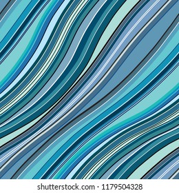Smooth waves seamless pattern. Diagonally colored wavy lines vector background.