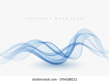 Smooth wavy blue lines in the form of abstract waves Wave blue flow